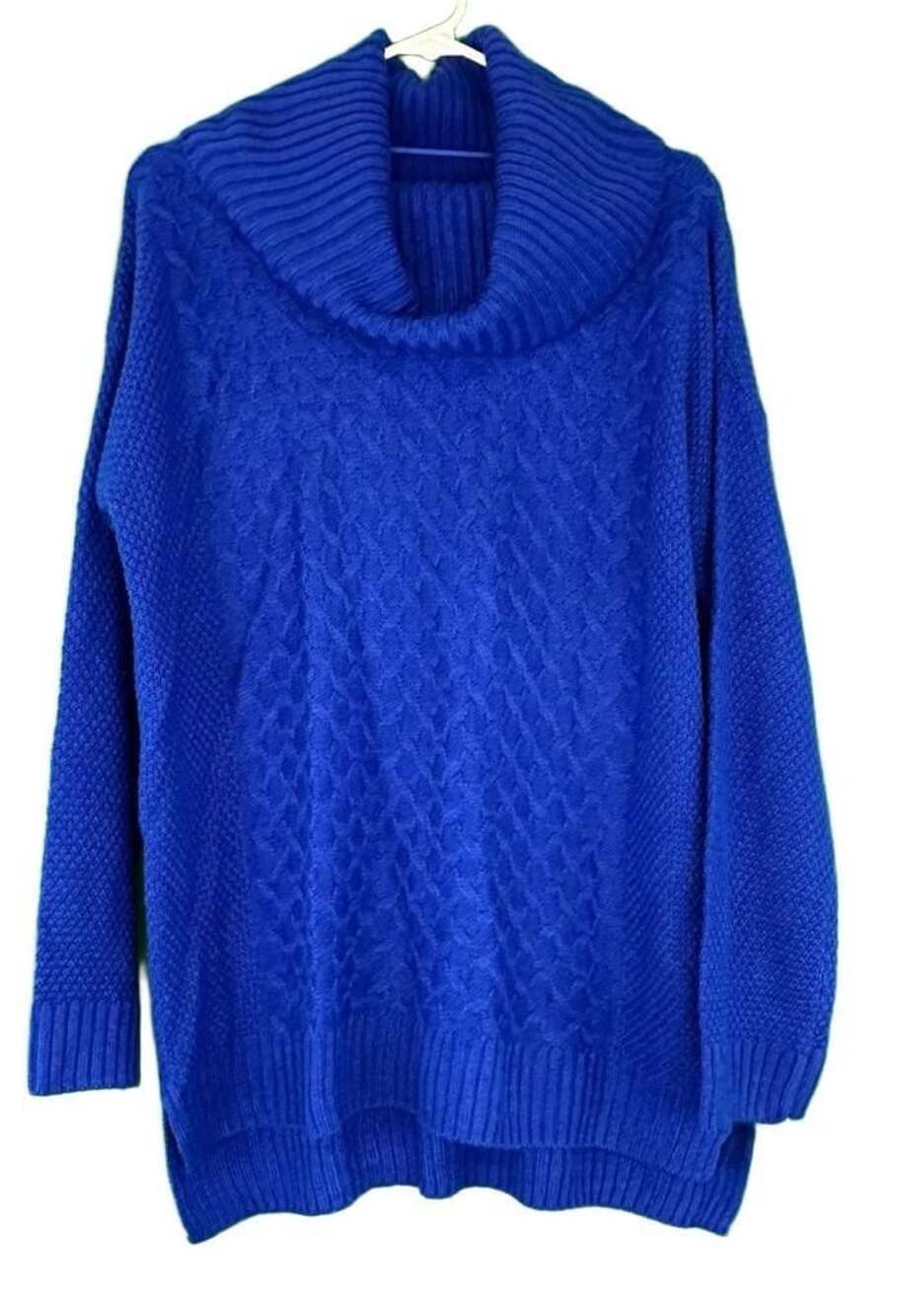 VERVE ami Cowl Neck Sweater Size L Royal Blue Acrylic
